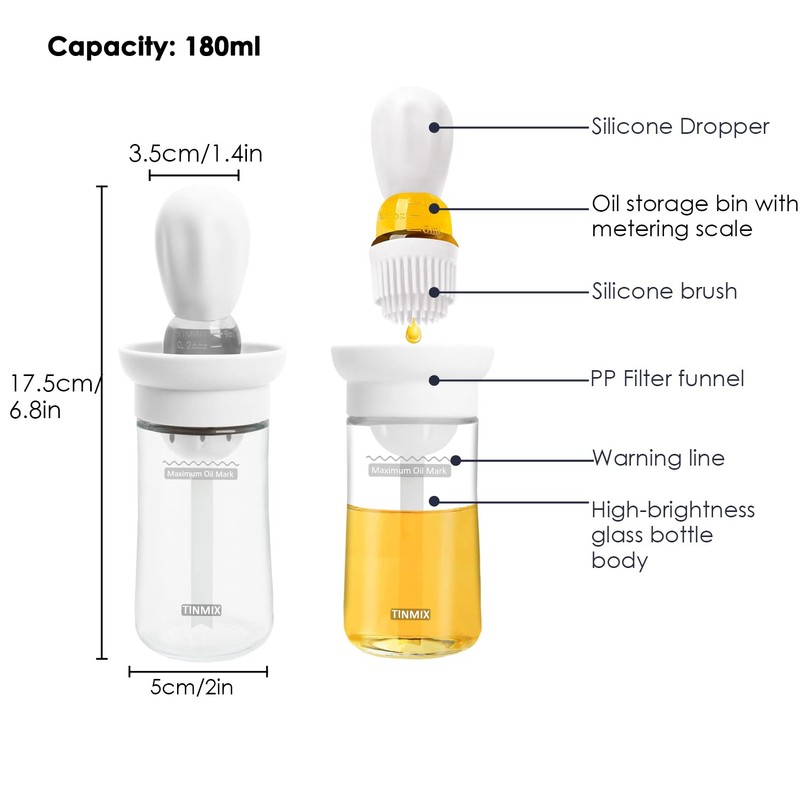 TINMIX Oil Dispenser with Brush - Glass Olive Oil Dispenser