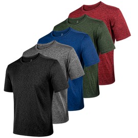 AJGAI 2&5 Pack Men's Sports T Shirts,Crew Neck Breathable Quick-Dry Short Sleeve,Ultra-Soft Lightweight Gym Tees for Athletic Running and Casual