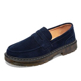 SENNYO Women's Suede Penny Loafer Comfort Driving Moccasins Casual Slip-Ons Loafer Flats Fashion Women Business Work Shoes Navy Blue,9 US