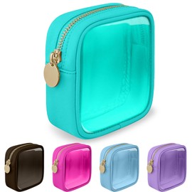 izuzta Mini bolsa de maquillaje pequeña de nailon con cierre, Menta, Mini