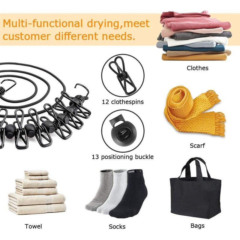 2 Pack Portable Clothes Line, Elastic Travel Clothesline, Adjustable, Retractable,