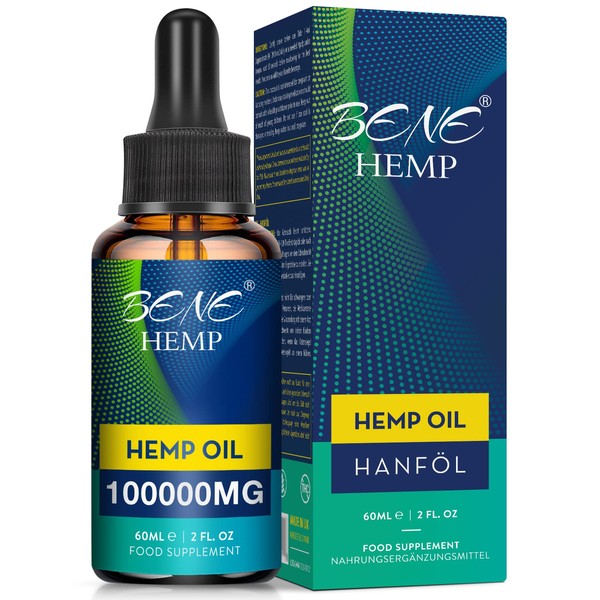 High Strength 100000mg Premium Oil - Supports Joint, Sleep and Stress Relief, Rich in Omega 3-6-9, Vitamin C & E, 100% Vegan (60ml 100000mg)