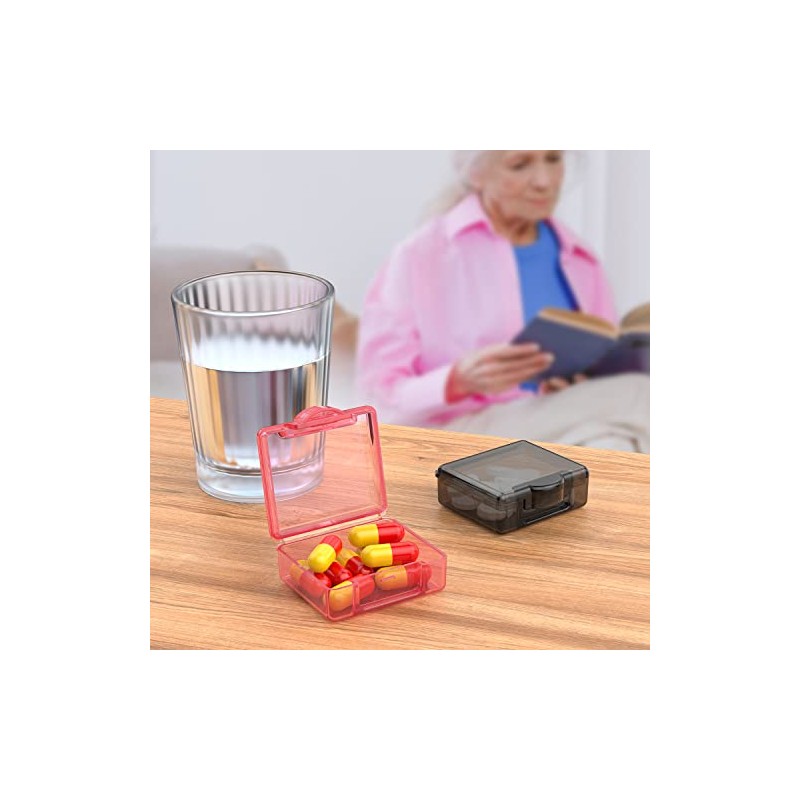 TecQach Small Pill Box 4 pcs,Cute Travel Pill Organizer Case