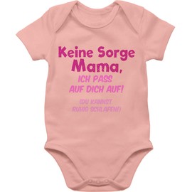 Shirtracer - Baby Bodysuit for Boys and Girls - Keine Sorge Mama, ich Pass auf Dich auf! Du Kannst ruhschlafen!, 3 Baby Pink