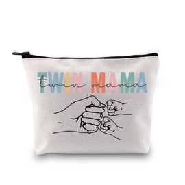 Twin Mama Gift Mom of Twins Gift Makeup Bag Mommy to Be Gift New Mom Travel Pouch Mothers Day Gift from Twins (Twin Mama Bag CA)