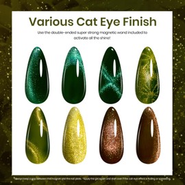 beetles Gel Polish Beetles Cat Eye Gel Nail Polish Set, 20 Colors Gel Polish Nail Set Burgundy Brown Green Nail Polish Glitter Pearl Nail Manicure with Base Coat Matte&No Wipe Top Coat Soak off UV Gel