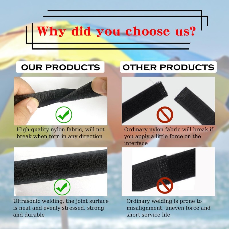 Celeyearnirs 6 Pack Reusable Patio Umbrella Tie Strap,Nylon Self Adhesive