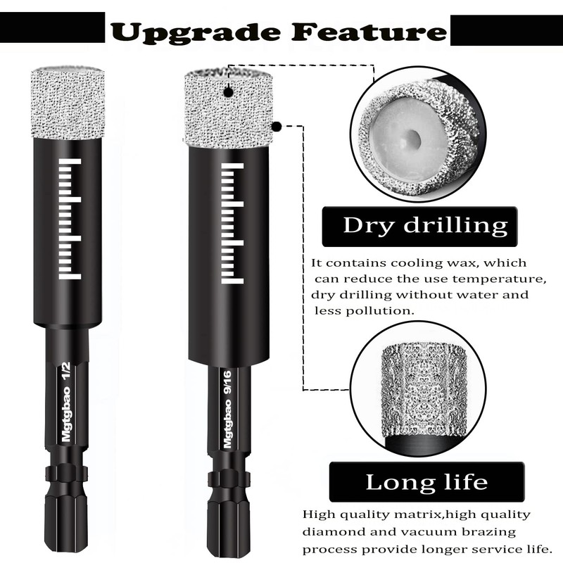Mgtgbao 6PCS Dry Diamond Drill Bits Set, Core Drill bit