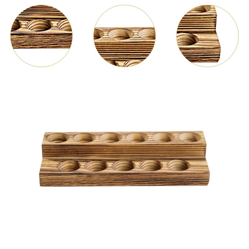 Hellery Wooden Essential Oil Bottle Storage Stand Holder Organizer Desk