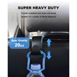 Headrest Car Hooks, Pack of 4, Car Seat Backrest Hook, Universal Black, Car Seat Back Seat Hook Holder for Shopping Bags, Handbags, Car Accessories, Interior Holder Hook (Plain Colour)