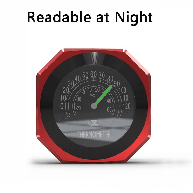 TOTMOX Motorcycle Handlebar Thermometer Alloy Waterproof Phosphorescent for Y-amaha K-awasaki