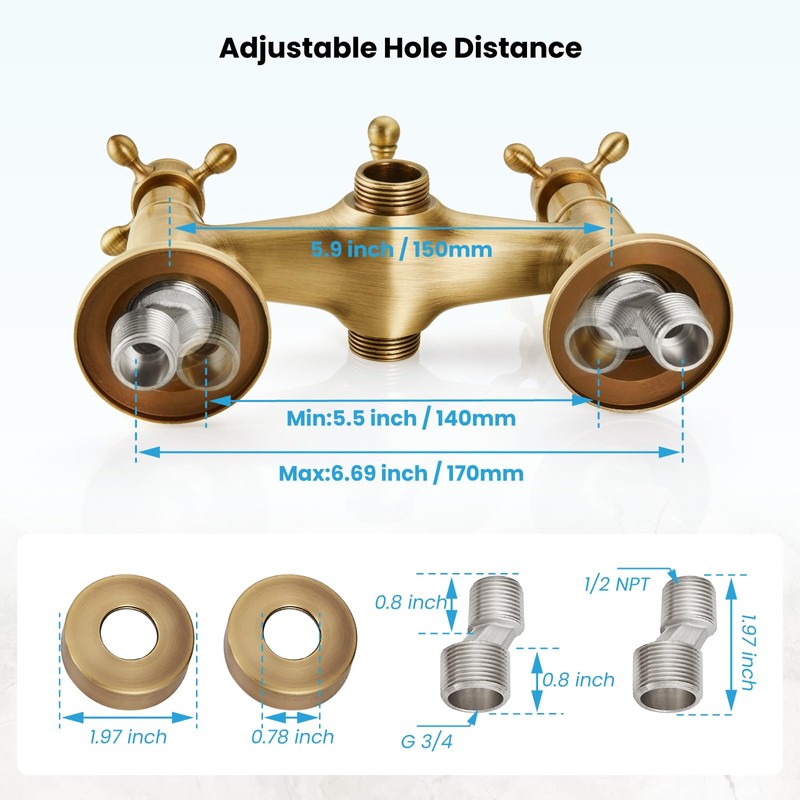 gotonovo Wall Mount Clawfoot Bathtub Faucet with HandHeld Spray and