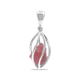 Starborn Raw Sterling Silver Cage Pendant, Sterling Silver Gemstone, rhodonite