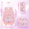 Girls Rolling Backpack, 3PCS Womens Roller Bookbag with Lunch Bag