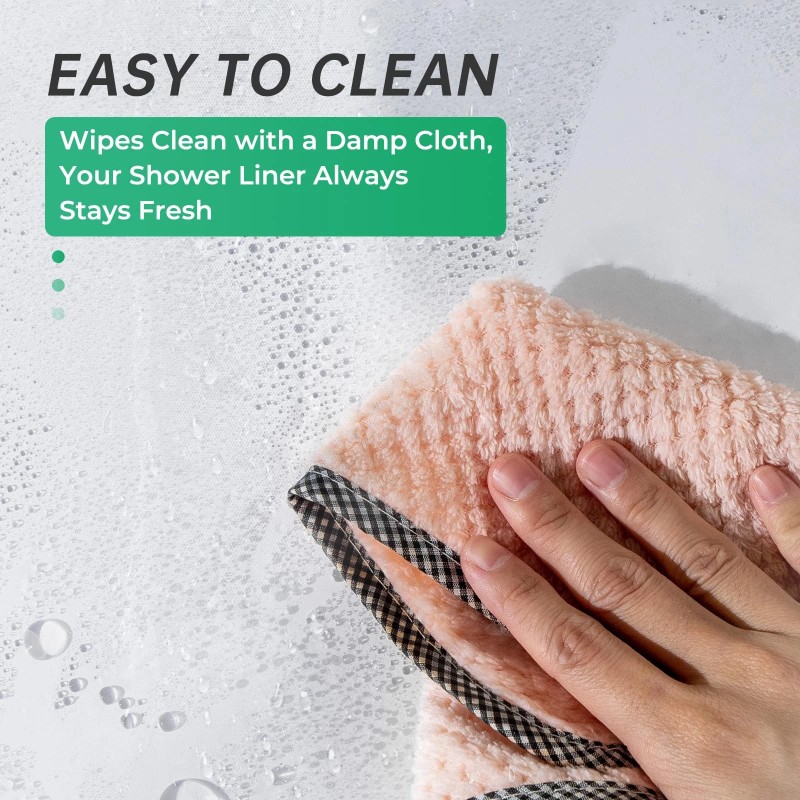 AmazerBath Plastic Shower Curtain Liner, 72 x 65 Inches EVA