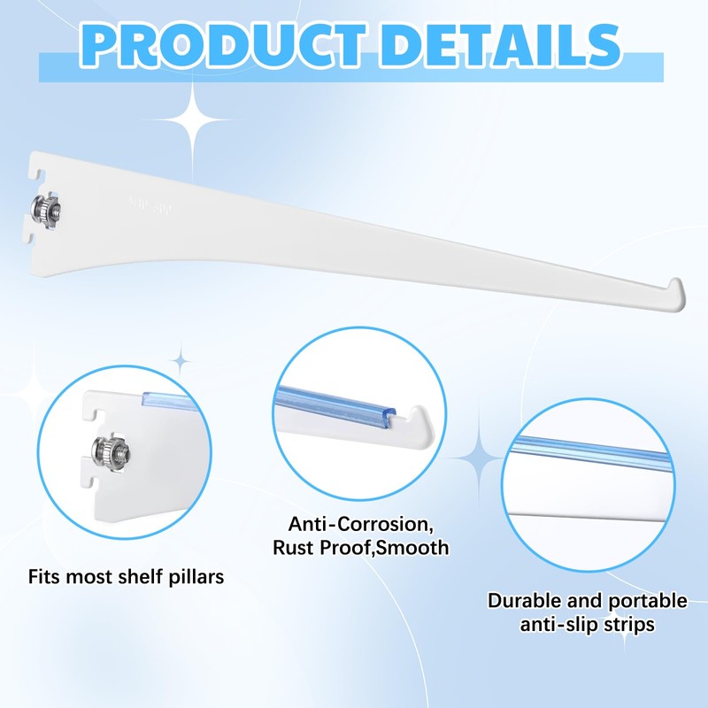 Gisafai 10 Pack Shelf Bracket Adjustable Shelving Brackets Single Track