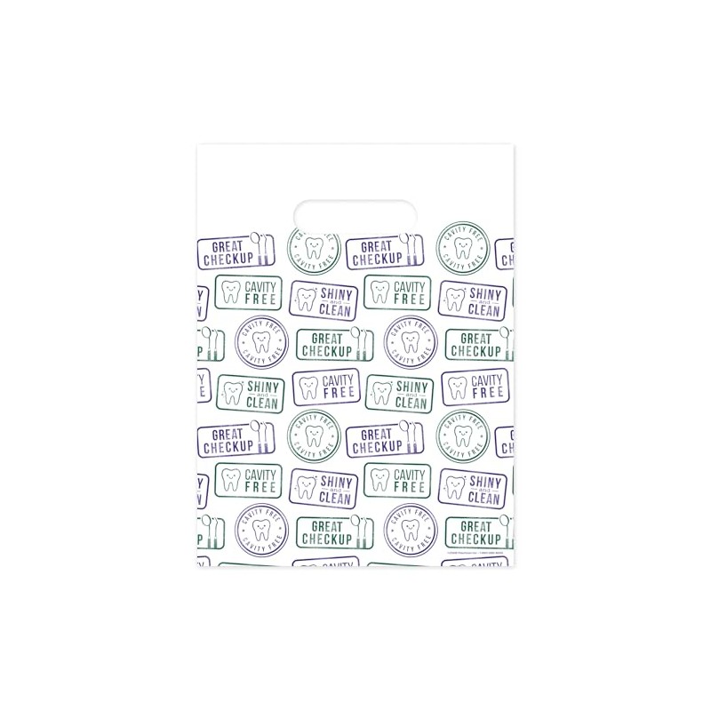 Dental Stamp Dental Giveaway Bags, 9" x 12", 100 Pack
