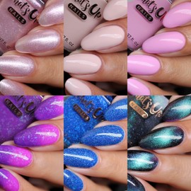 Whats Up Nails - Recharge Collection 6 Polishes (Polar Light Show, Under Sea Rendezvous, Temperamental Iris, Zoning Out, Fairy Veil, Vanilla Peach)