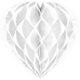 Carta a nido d’ape a forma di cuore bianca - 30 cm