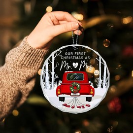 Our First Christmas Married Ornament 2025,Bridal Shower Gift,Wedding Gifts for Couples 2025, Mr and Mrs Acrylic Ornament,1st Year Married Christmas Ornaments,Newlywed Gift
