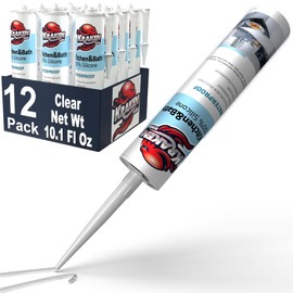 Kraken Bond Premium Kitchen and Bathroom Silicone Caulk Clear - (12x10.1 fl.oz) RTV Clear Silicone Sealant Waterproof for Kitchen, Bathroom, Shower, Sink, Anti Shrink 100% Silicone Caulking | 12 Pack