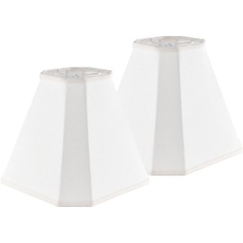 GO&SO Set of 2 White Fabric Lampshade Octagonal Royal Bell Lamp Shades 6.5" Top x 13" Bottom x 11.2" High Traditional Linen Lamp Shade for Table & Floor Lamps - Hand Crafted - Spider Fitter