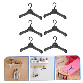 Gadpiparty Doll Wardrobe Accessory 60pcs Plastic Mini Dress Hangers Doll Coat Holders Miniature Coat Hanger for Doll Clothes Black
