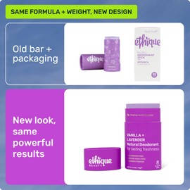 Ethique Beauty Vanilla & Lavender Deodorant Stick for Men & Women - Aluminum-Free, Plastic-Free, Vegan, Cruelty-Free, Eco-Friendly, 2.5 oz