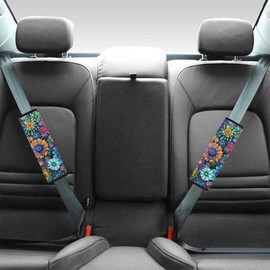 Coldinair Boho Flower Car Seat Belt Pads Seatbelt Covers,Soft Comfort Shoulder Seatbelt Pads Cover Seat Belt Cushion for Women Girls