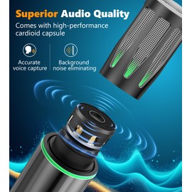 Powplur UHF Wireless Microphones, Rechargeable Dual Handheld Microphones with 1/4" Receiver, Adjustable Frequency & Volume, Plug-and-Play for Karaoke Singing, Outdoor Events, PA Systems (Silver)