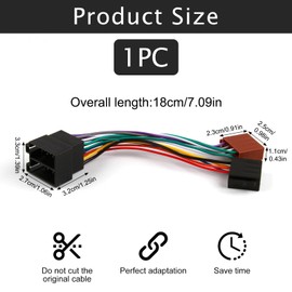 Autoradio Radioadapter Set Universal 16 Pin ISO Stecker auf Buchse Kabel 16 Pol Antennenadapter DIN Klemme 15 + 30 steckbar Verlängerung Radio Adapter Stecker für VW Opel Mercedes Renault Astra