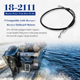 18-2111 Marine Power Trim Hose, Fit for Mercury/Mariner Outboard Motor, Replace for 32-88006 32-45959 32-97154A1 26140 RL2111 (Inner Diameter: 1/4" Length: 63.4")