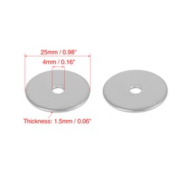 X AUTOHAUX 55pcs M4 x 25mm x 1.5mm Stainless Steel Flat Washer Car Fastener Sealing Gaskets