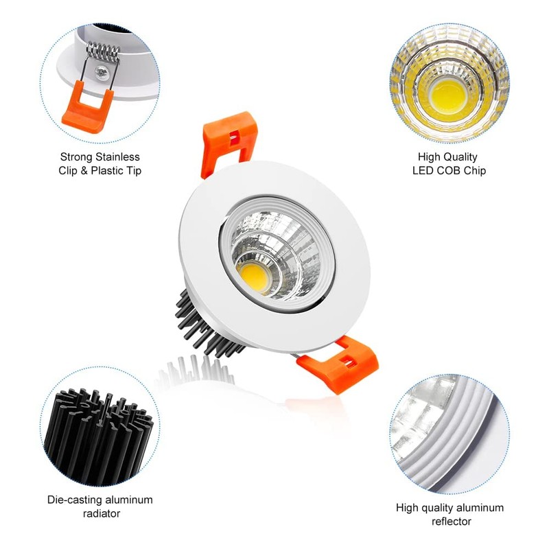 2Inch LED Recessed Ceiling Light, 3W Dimmable LED Downlight, Natural