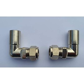 Greened House 15mm to 10mm 90 Degree Elbow Radiator Valve Pipe Reducer (Pair) for Radiator & Towel Rail Valves Chrome 1/2" Compression Fit