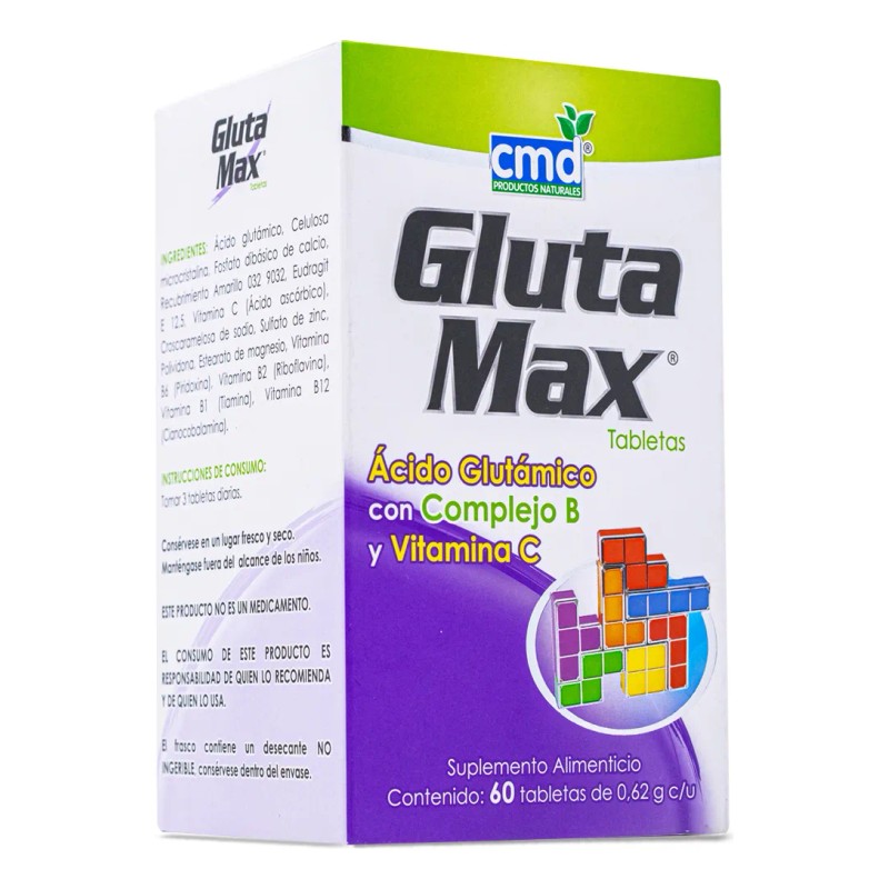 Glutamax 60 Tab .62g C/u Acido Glutamico Con Complejo B