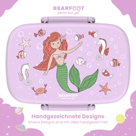 BEARFOOT Children's Lunch Box with Compartments, BPA-Free, Lunch Box, Bento Box, Lunch Box, Girls & Boys, Snack Box, 100% Leak-Proof, Lunch Box for Nursery, School (Mermaid)