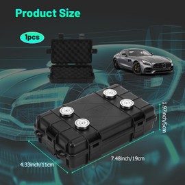Jeqqinuz Upgraded Magnetic Key Box for Under Car Vehicles, Large Waterproof Hide A Key Magnetic Car Hider Holder, Spare Lock Box Case Accessories for Outdoor Travel, 4 Magnets, Black
