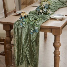 WAITER TREE Cheesecloth Table Runner, Cheesecloth, Chiffon Table Runner, Long Bohemian Table Runner for Baby, Baxi, Shower, Wedding, Birthday, Party Decoration