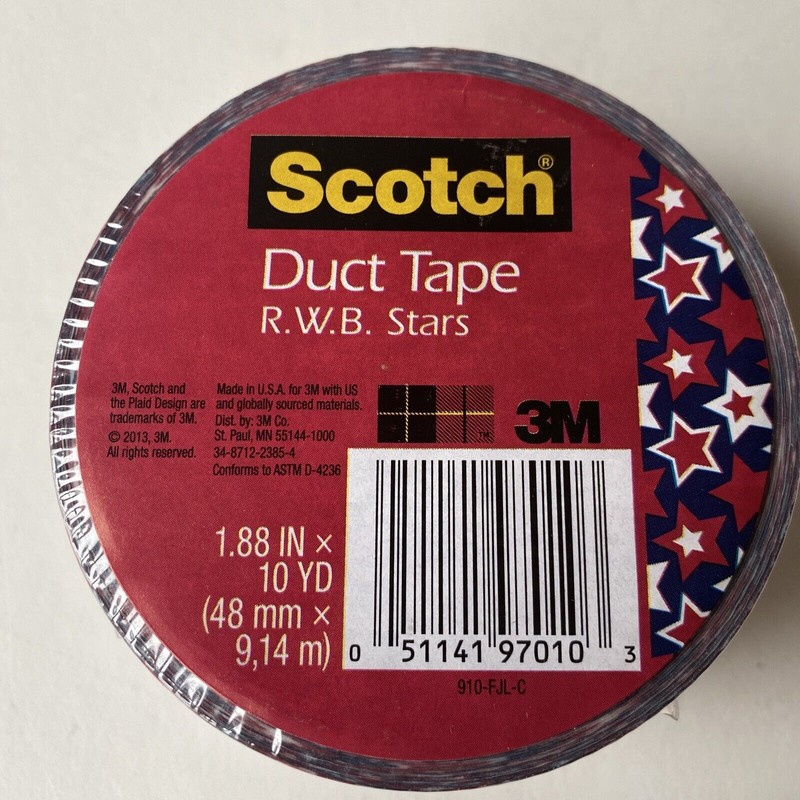 Scotch Duck Duct Tape Stars 10 Yards July 4th Red