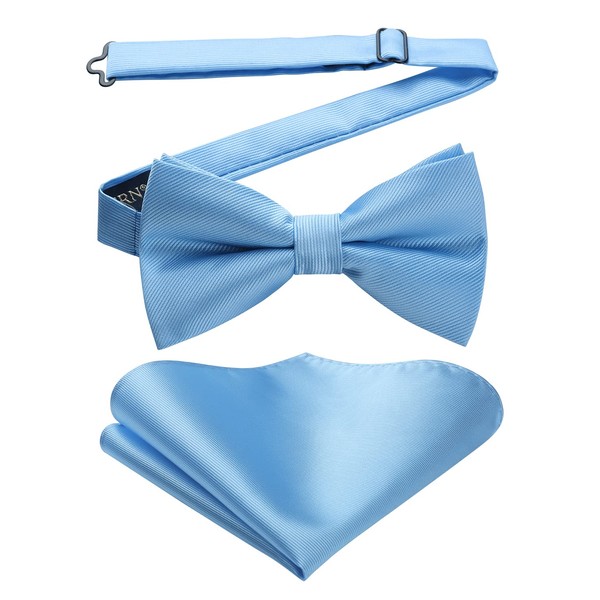 HISDERN Bow Tie Pre-Tied Men's Bow Tie with Pocket Square