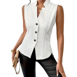 MINTLIMIT Womens Sleeveless Vest Blazer Button Down V Neck Tank Top Summer Casual Work Waistcoat Cardigan