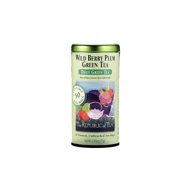 The Republic of Tea Wild Berry Plum Green Tea, 50-Count