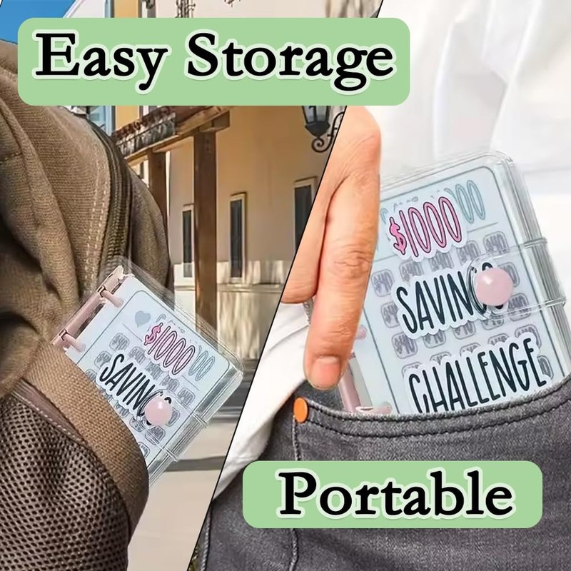 Dreamplay Mini Money Saving Binder, $1000 Money Saving Challenge Book