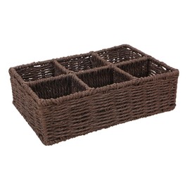 WOONEKY Compartment Woven Basket Organizer Versatile Storage for Cosmetics Remote Controls and Household Items Elegant Design for Home