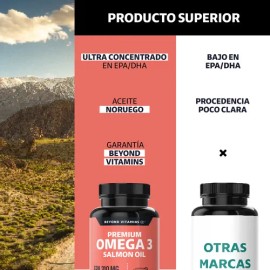 Omega 3 Aceite Salmon Noruego | Alta Concentracion EPA y DHA Omega 3 Platinum - Vitaminas Mujer / Hombre - (60 Caps)