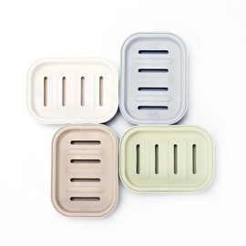 Hooiolye Set of 4 Plastic Soap Dish Container Box, Double Layer Draining Soap Holder for Shower/Bathroom/Kitchen, Keeps Dry & Easy Cleaning