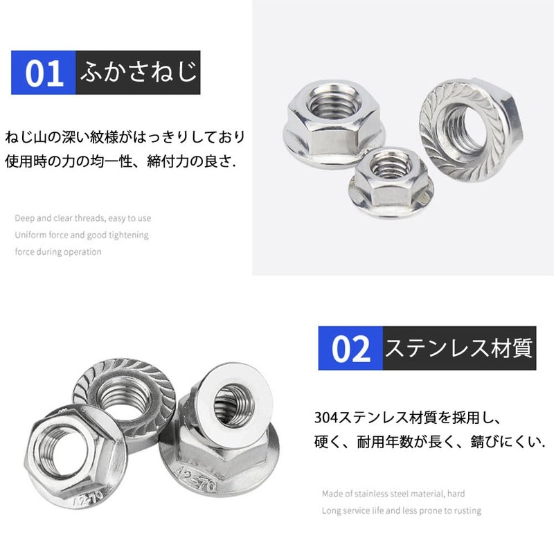 GLOWZEN 50pcs M6 Nuts Serrated Hex Flange Lock Nuts 304