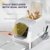 Extra Large Stainless Steel Cat Litter Box with Enclosure Scoop