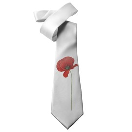 ShopQuality4U Red Poppy Flower Remembrance Mens Printed Neck Tie - Polyester - Great Gift - Half Tie Print